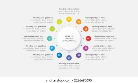 Diseño de plantillas de información empresarial en círculo con 12 pasos de opciones