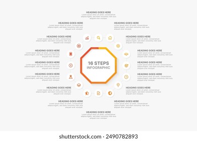 Circle Round Business Infographic Template Design with 16 Options