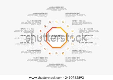 Circle Round Business Infographic Template Design with 16 Options