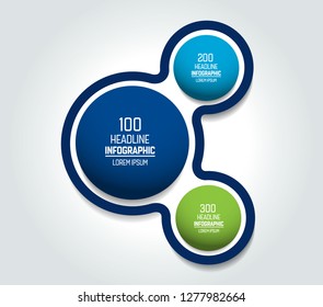 Circle, round chart, scheme, timeline, infographic, numbered template, option template. 3 steps.