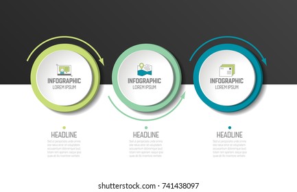 Circle, round chart, scheme, timeline, infographic, numbered template, option template. 3 steps.