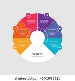 Circle Round Cycle Business Infographic Design Template with 6 Options