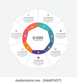 Circle Round Cycle Business Infografik Design Vorlage mit 7 Optionen