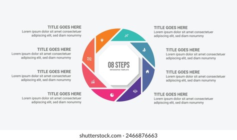 Circle Round Cycle Business Infographic Design Template with 8 Options