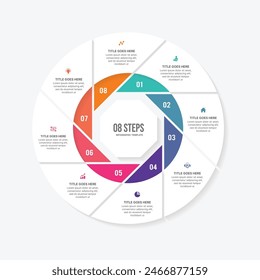 Circle Round Cycle Business Infographic Design Template with 8 Options