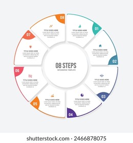 Circle Round Cycle Business Infographic Design Template with 8 Options