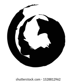 Circle round design element, isolated on white, gungy slyle symbol , vector illustration