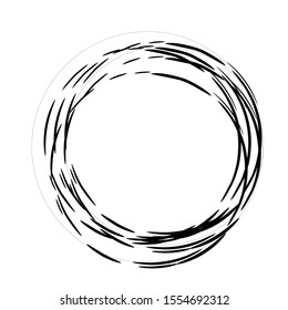 Circle round design element , vector geometric shape, halftone monochrome grunge point. Isolated on white