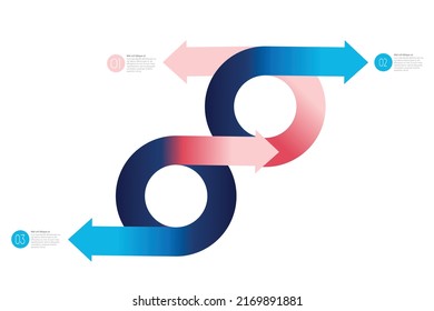 Circle, round divided in two arrows. Template, scheme, diagram, chart, graph, presentation. 