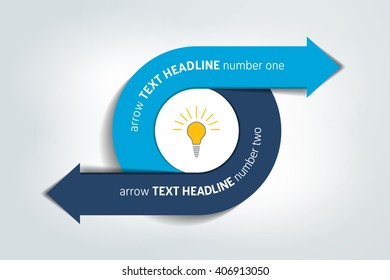 Circle, Round Divided In Two Arrows. Template, Scheme, Diagram, Chart, Graph, Presentation. Business Concept With 2 Steps, Options, Processes.