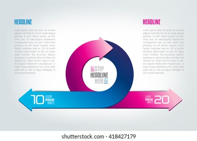 Circle, Round Divided In Two Arrows Infographic. Template, Scheme, Diagram, Chart, Graph, Presentation.