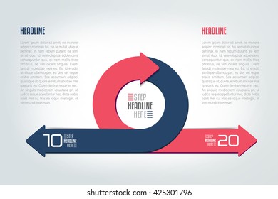 Circle, Round Divided In Two Arrows Infographic. Template, Scheme, Diagram, Chart, Graph, Presentation. 