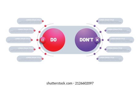 Circle Round Dos and Don'ts, Pro and Cons, VS, Versus Comparison Infographic Design Template