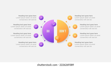 Circle Round Dos and Don'ts, Pro and Cons, VS, Versus Comparison Infographic Design Template