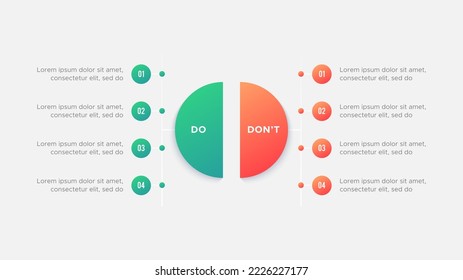 Circle Round Dos and Don'ts, Pros and Cons, VS, Versus Comparison Infographic Design Template