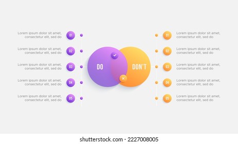 Circle Round Dos and Don'ts, Pros and Cons, VS, Versus Comparison Infographic Design Template