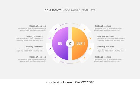 Circle Round Dos and Don'ts, Pros and Cons, VS, Versus Comparison Infographic Design Template