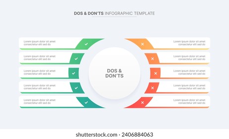 Circle Round Dos and Don'ts, Pros and Cons, VS, Versus Comparison Infographic Design Template