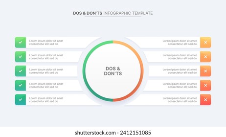 Circle Round Dos and Don'ts, Pros and Cons, VS, Versus Comparison Infographic Design Template