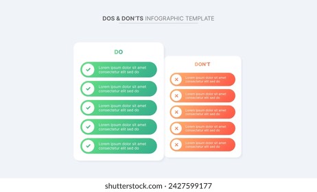 Circle Round Dos and Don'ts, Pros and Cons, VS, Versus Comparison Infographic Design Template