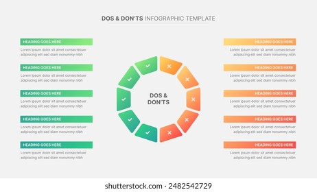 Circle Round Dos and Don'ts, Pros and Cons, VS, Versus Comparison Infographic Design Template	