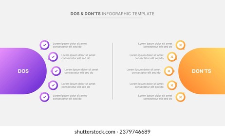 Circle Round Dos and Don'ts, VS, Versus Comparison Infographic Design Template