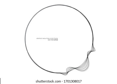 Circle round frame by lines isolated on white background with space for text. Vector design element for banner, background, border frame.