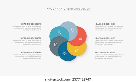 Circle Round Infographic Design Template with Six Options