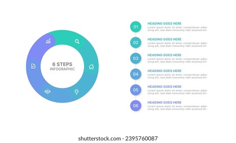 Plantilla de diseño gráfico circular con seis opciones