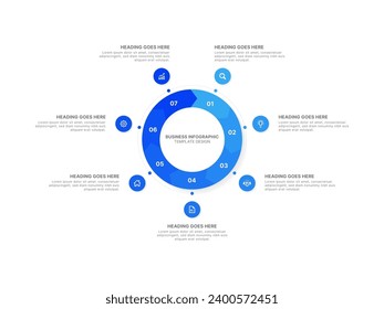 Plantilla de diseño gráfico circular con siete opciones