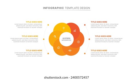 Plantilla de diseño gráfico circular con seis opciones