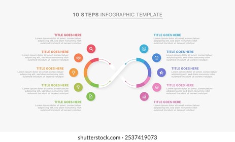 Plantilla de diseño de infografía circular con diez opciones