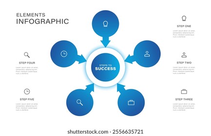 Circle Round Infographic Design Template with five Options