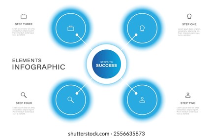 Circle Round Infographic Design Template with 4 Steps or Options