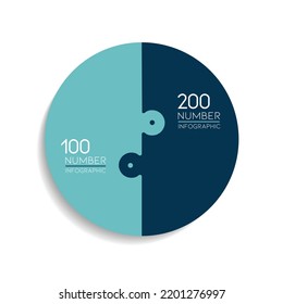 Diagrama de plantilla de dos pasos del rompecabezas infográfico circular