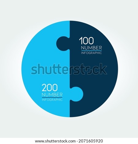 Circle, round infographic, puzzle.  Two step chart, template, diagram. 