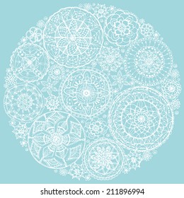 circle of round lace doilies.