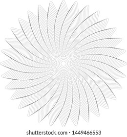Circle round lines with spiral effect black monochrome design element template isolated on white vector shape