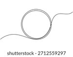 Circle round shape continuous one line drawing on white background minimalist geometric outline vector illustration
