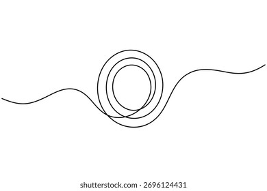 Circle round shape continuous one line drawing on white background minimalist  geometric outline vector illustration