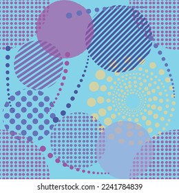 forma redondeada de círculo púrpura pantone sin soldadura, fondo de esfera brillante, bonito papel tapiz moderno, plantilla de impresión de tela. ilustración de papel de envoltura de burbujas de puntos.