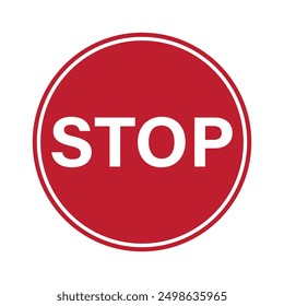 Circle Round sign do not enter, prohibition with stop palm hand gesture in red isolated label