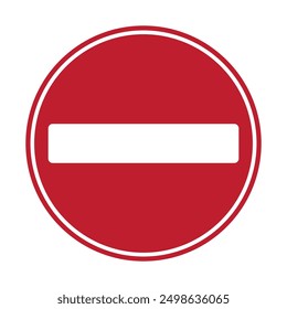 Circle Round sign do not enter, prohibition with stop palm hand gesture in red isolated label