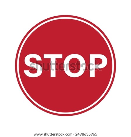 Circle Round sign do not enter, prohibition with stop palm hand gesture in red isolated label