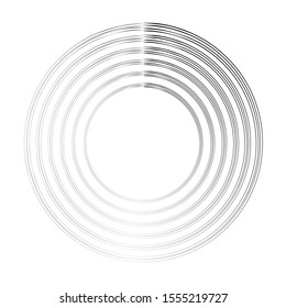 Circle round spiral, vector design element, black, monochrome, isolated on white. Swirl lines