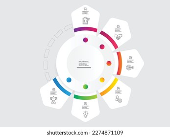Kreisrunde Schritte Zeitstrahl-Infografik-Element-Bericht Hintergrund der Geschäftszeile Symbol 6 Schritte Vektorgrafik