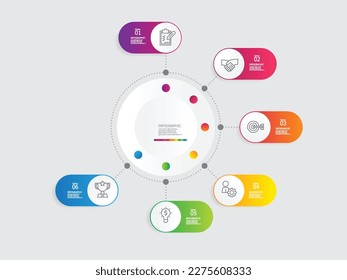 circle round steps timeline infographic element report background with business line icon 6 steps vector illustration