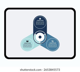 Círculo, redondo tres pasos Infografía Diseño de Vector