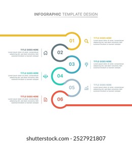 Circle Round Wave Infografik Design-Vorlage mit sechs Optionen