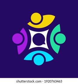 circle rounded connected unity colorful people community logo design vector illustrations